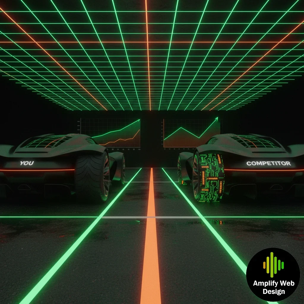 Local SEO roadmap showing vehicles on road to business