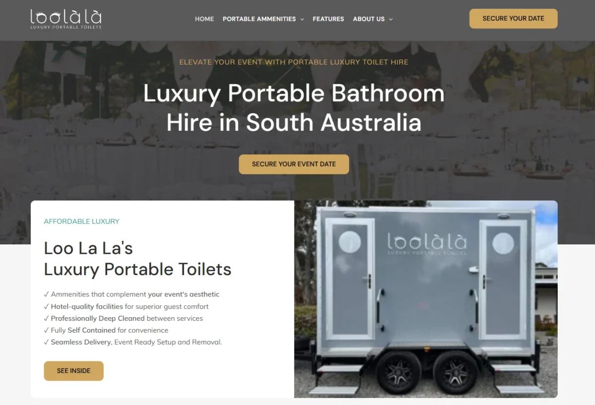 Loo La La Best Luxury Portable Toilet Hire in Adelaide Website