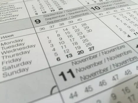 Detailed close-up of a calendar showing the adelaide business website is out of date